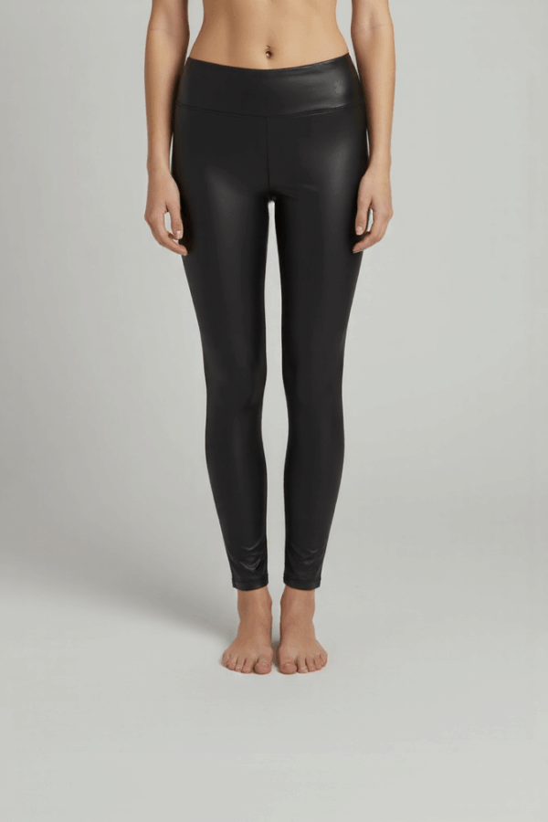 Leather Fitted Plain With High Waisted Leggings