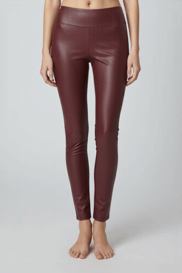 Leather Fitted Plain With High Waisted Leggings